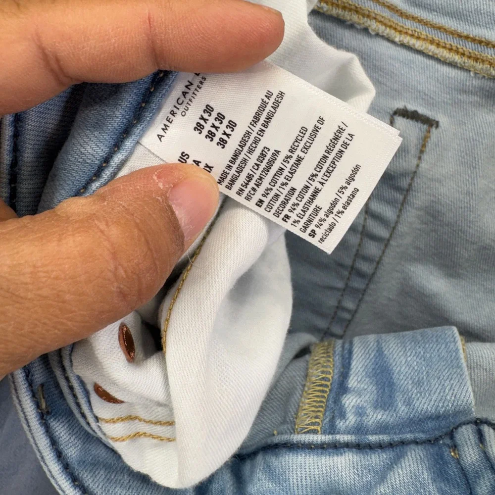 American Eagle Airflex+ Slim Jeans 38x30 Light Wash Stretch‎ Denim Casual Indie